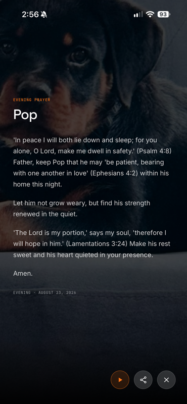 Evening prayer for Pop